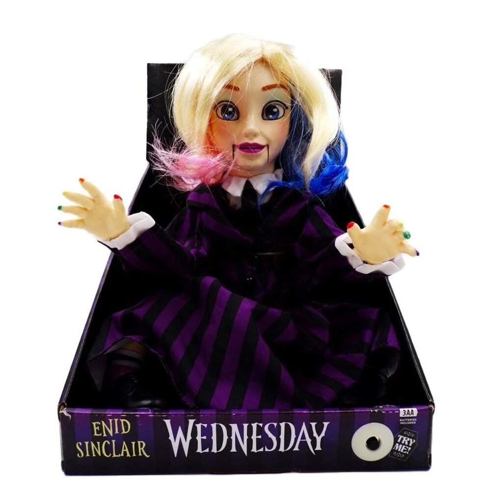 NIB Enid Sinclair Wednesday Addams Family Sound & Motion Sensor Talking Doll